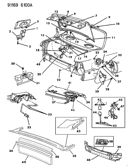 1991 Chrysler LeBaron Weatherstrip, Deck Lid Opening Diagram for 4490801