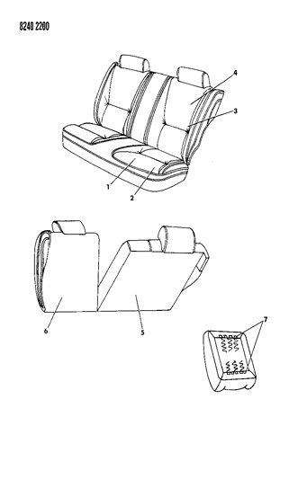 1988 Chrysler LeBaron GTS Rear Seat Diagram 1