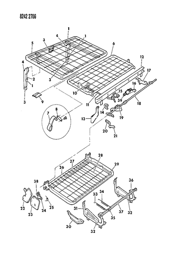 1988 Dodge Grand Caravan Convertabed Frames & Actuating System Diagram