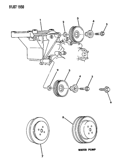 1993 Jeep Grand Wagoneer Drive Pulleys And Mounting Diagram