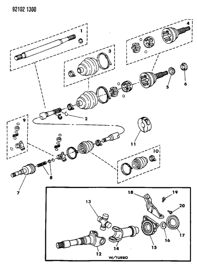 1992 Chrysler New Yorker Salon Shaft - Front Drive Diagram