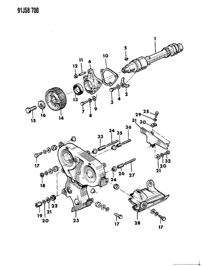 1992 Jeep Cherokee Timing Cover & Intermediate Shaft Diagram 2