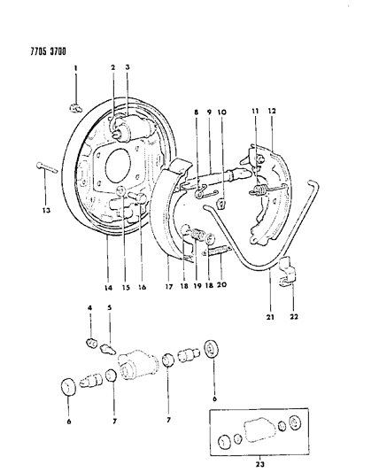 1988 Dodge Colt Brakes, Rear Diagram 1