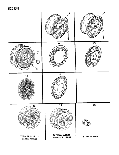 1989 Dodge Spirit Wheels & Covers Diagram