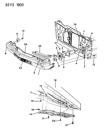 1993 Chrysler Imperial Fascia, Front Diagram