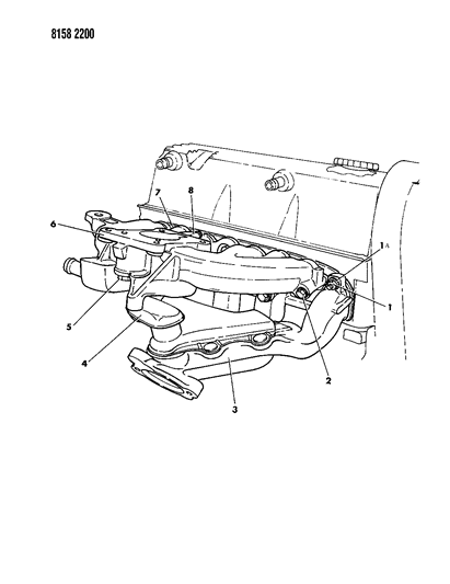 1988 Dodge Lancer Manifolds - Intake & Exhaust Diagram 2