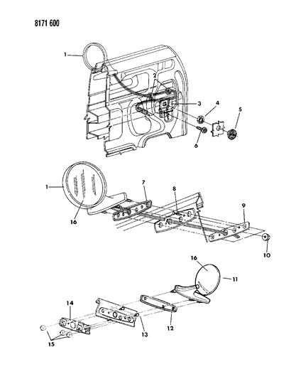 1988 Dodge Omni Mirror - Exterior Diagram