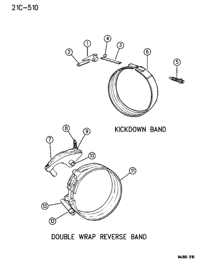 1995 Jeep Grand Cherokee Bands , Reverse & Kickdown With Linkage Diagram 1