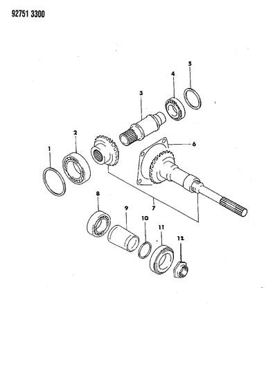 1992 Dodge Colt Transfer Gear & Shaft Diagram