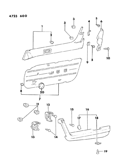 1984 Chrysler Conquest Screw-Front Door Trim Diagram for MF453049