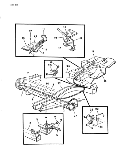 1984 Dodge Rampage Parking Brake Front Diagram for 3880427