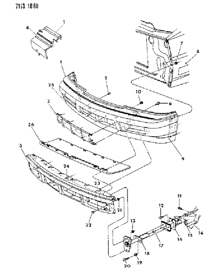 1987 Chrysler LeBaron Premium Fascia, Bumper Front Diagram
