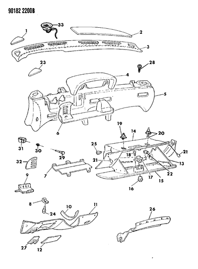 1990 Chrysler TC Maserati Instrument Panel Diagram
