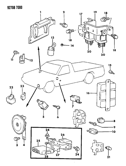 1992 Dodge Ram 50 Engine Electronic Control Relay Diagram for MD175834