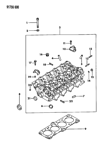 1991 Dodge Stealth Cylinder Head & Cover Diagram 1