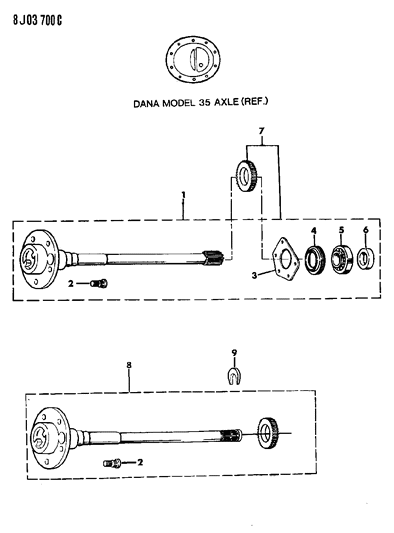 1987 Jeep Wagoneer Shaft - Rear Axle Diagram 1