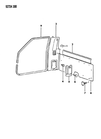 1993 Dodge Ram 50 B-Pillar & Back Panel Trim Diagram 1