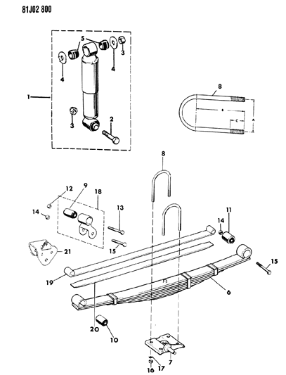 1984 Jeep Grand Wagoneer Front Spring & Shock Absorber Diagram