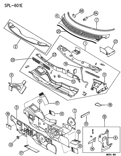 1996 Dodge Neon Clip COWL Screen Asm To Hg Diagram for 5256917