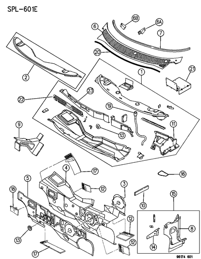 1996 Dodge Neon SILENCER-Dash & COWL PLENUM Diagram for 5256880