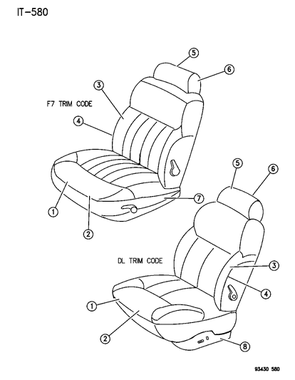 1995 Chrysler LHS Seat Back-Front St Diagram for QB48SAZ