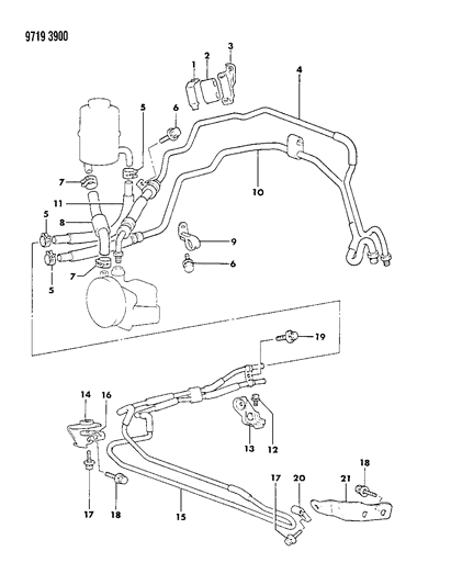 1989 Chrysler Conquest Hose & Attaching Parts - Power Steering Diagram