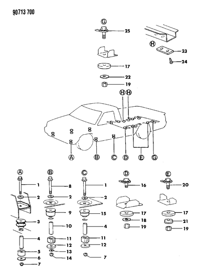 1990 Dodge Ram 50 Body Hold Down Diagram