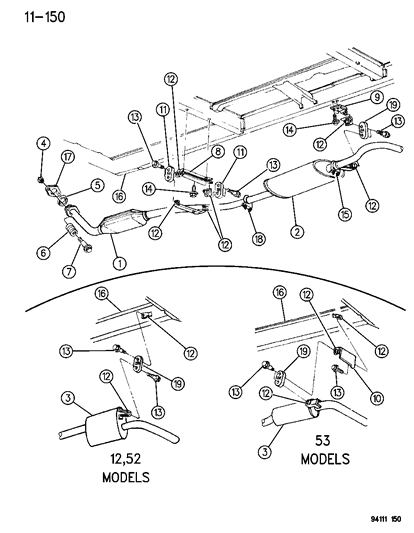 1995 Chrysler Town & Country Exhaust System Diagram 3