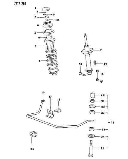 1987 Chrysler Conquest Suspension - Rear Diagram