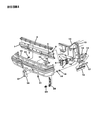 1988 Dodge Dynasty Fascia, Bumper Rear Diagram