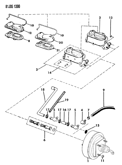 1986 Jeep Wagoneer Booster & Master Cylinder Diagram 1