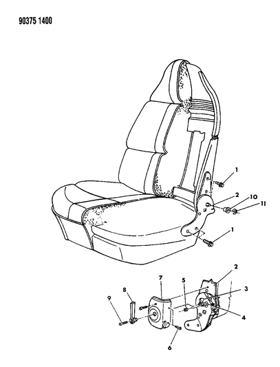 1993 Dodge Ram Wagon Reclining Mechanism-Front Seat Diagram