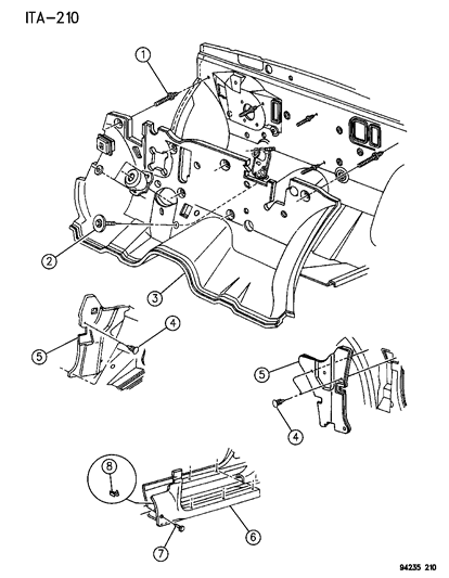 1994 Chrysler LeBaron Cowl Panel & Silencers Diagram