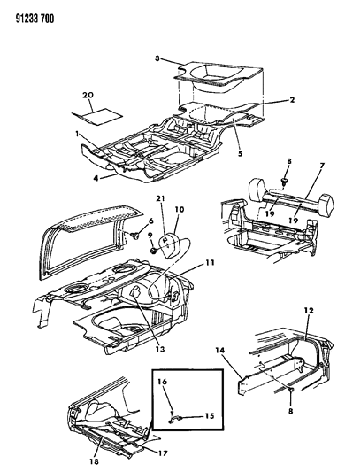 1991 Chrysler LeBaron GTC Carpet & Silencers Diagram
