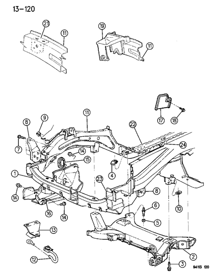 1994 Chrysler LeBaron Sedan Frame Front Diagram
