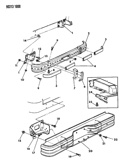 1990 Dodge Ram Wagon Bumper, Rear Diagram