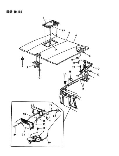 1986 Dodge Lancer Hood & Hood Release Diagram