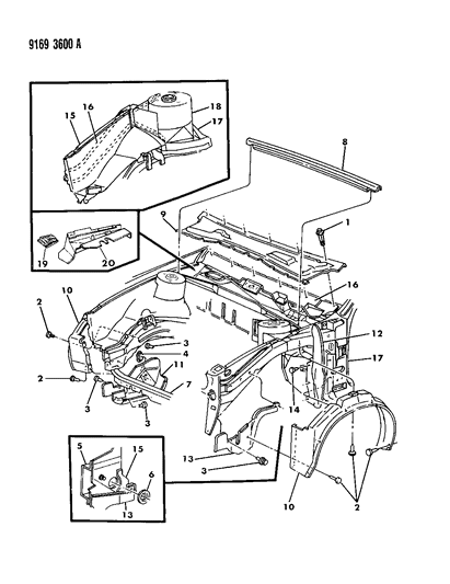 1989 Dodge Spirit Shield & Screen Diagram