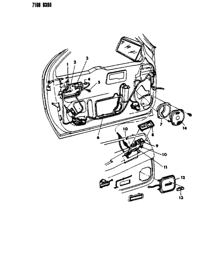 1987 Dodge Daytona Wiring & Switches - Door Diagram