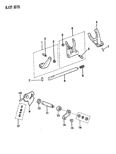 1990 Jeep Comanche Forks, Rails, Miscellaneous Parts Diagram 1