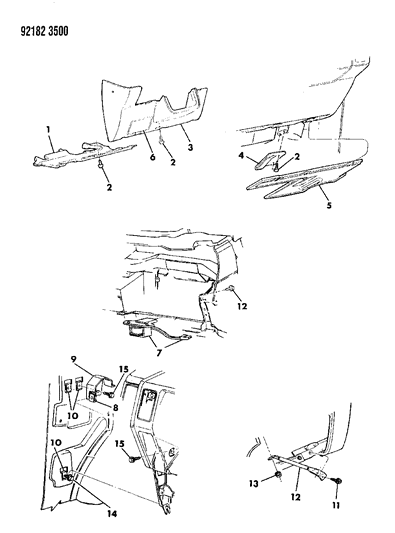 1992 Dodge Caravan Instrument Panel Silencers & Covers Diagram