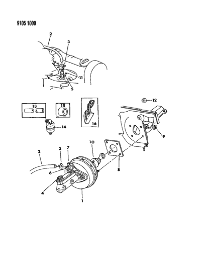 1989 Dodge Omni Booster, Power Brake Diagram