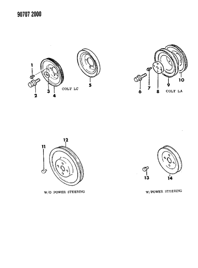 1990 Dodge Colt Drive Pulleys Diagram 2