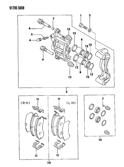 1991 Dodge Stealth Front Brakes Diagram 1