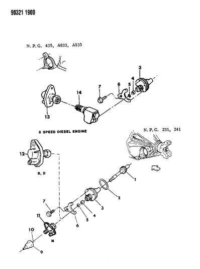 1990 Dodge W150 Cable, Speedometer With Pinion And Retainer Diagram