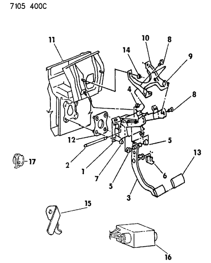 1987 Chrysler LeBaron GTS Brake Pedal Diagram