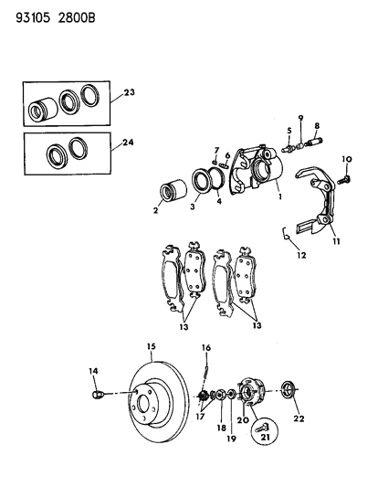 1993 Dodge Caravan Brakes, Front Diagram 1