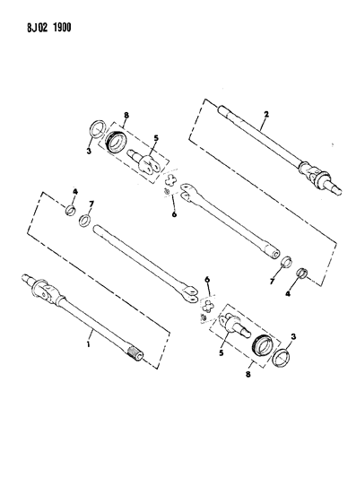 1988 Jeep Comanche Shafts - Front Axle Diagram 2