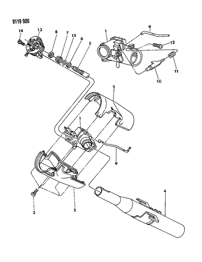 1989 Dodge Lancer Column, Steering Upper Floor Shift Without Tilt Diagram