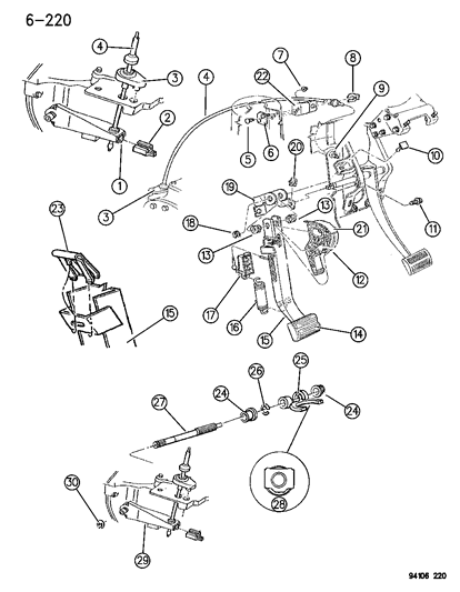 1994 Chrysler Town & Country Clutch Pedal & Linkage Diagram